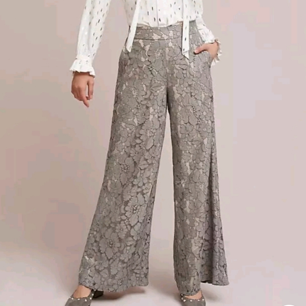 Feather Bone by Anthropologie Wide Leg Lace Pants